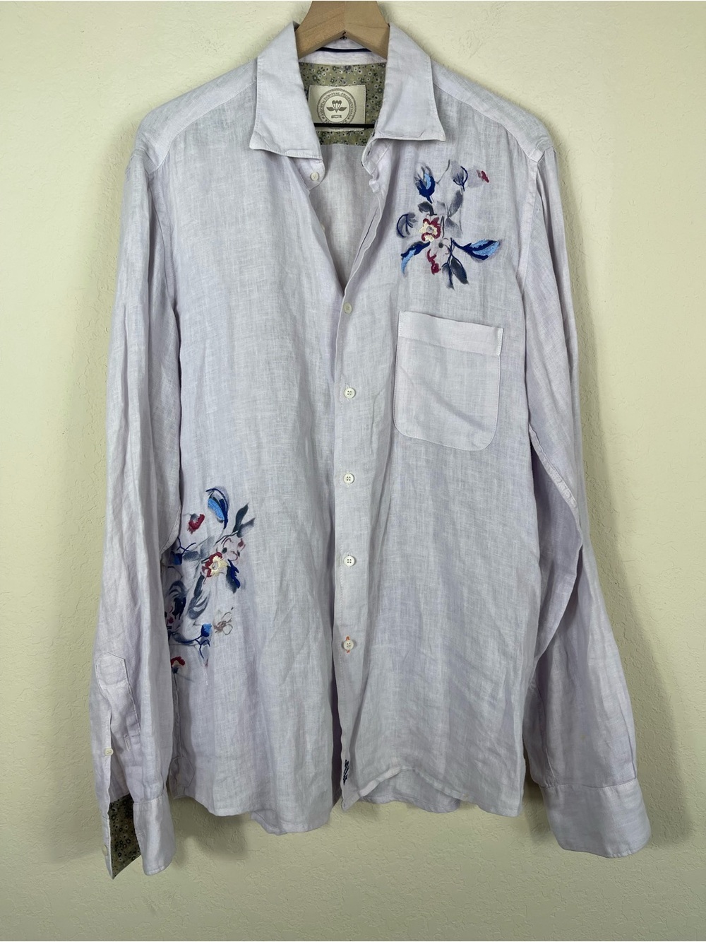 Mason’s Aircrew Survival Equipmentman Linen Embroidered Button Shirt Mens Large
